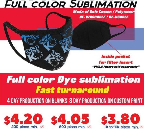 sublimated Adult Masks